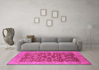 Machine Washable Oriental Pink Industrial Rug, wshurb2974pnk