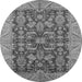 Round Machine Washable Oriental Gray Industrial Rug, wshurb2974gry