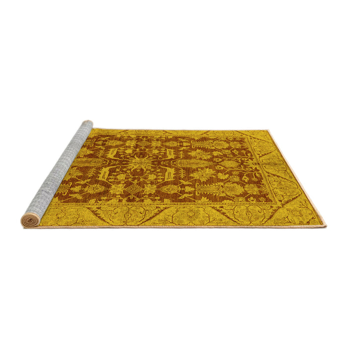 Sideview of Machine Washable Oriental Yellow Industrial Rug, wshurb2974yw