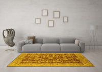 Machine Washable Oriental Yellow Industrial Rug, wshurb2974yw