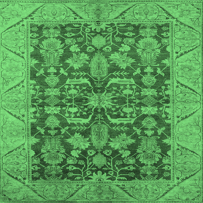Square Machine Washable Oriental Emerald Green Industrial Area Rugs, wshurb2974emgrn