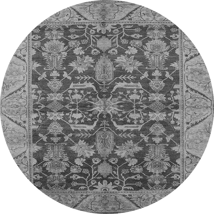 Round Oriental Gray Industrial Rug, urb2974gry