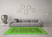 Machine Washable Oriental Green Industrial Area Rugs in a Living Room,, wshurb2974grn