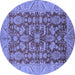 Round Oriental Blue Industrial Rug, urb2974blu