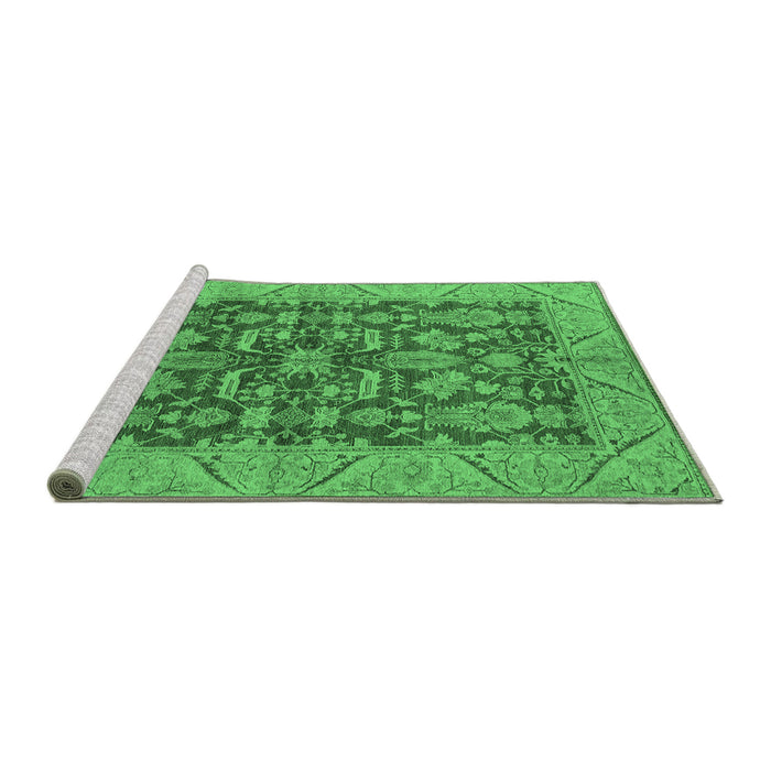 Sideview of Machine Washable Oriental Emerald Green Industrial Area Rugs, wshurb2974emgrn