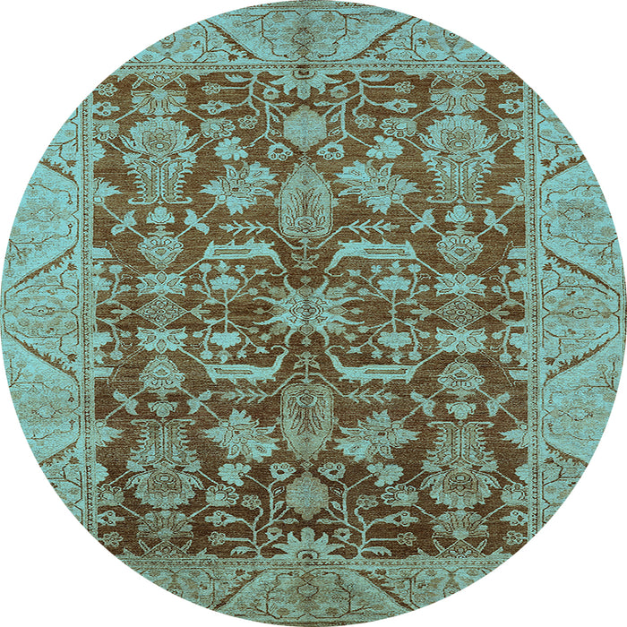 Round Oriental Light Blue Industrial Rug, urb2974lblu