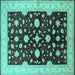 Square Machine Washable Oriental Turquoise Industrial Area Rugs, wshurb2975turq