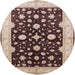 Round Mid-Century Modern Red Oriental Rug, urb2975