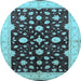 Round Oriental Light Blue Industrial Rug, urb2975lblu