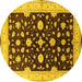 Round Machine Washable Oriental Yellow Industrial Rug, wshurb2975yw