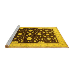 Sideview of Machine Washable Oriental Yellow Industrial Rug, wshurb2975yw