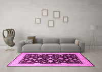 Machine Washable Oriental Pink Industrial Rug, wshurb2975pnk