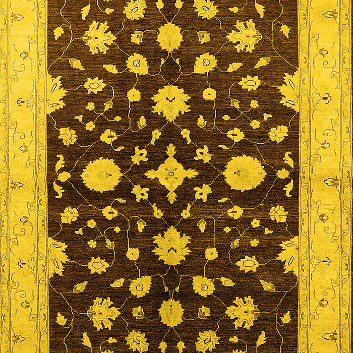 Machine Washable Oriental Yellow Industrial Rug, wshurb2975yw