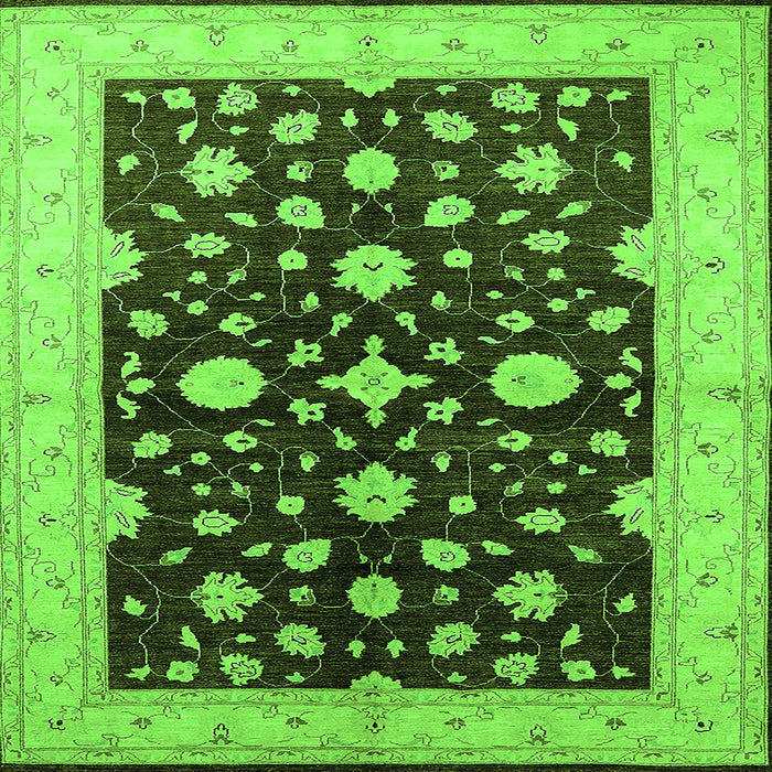 Square Machine Washable Oriental Green Industrial Area Rugs, wshurb2975grn