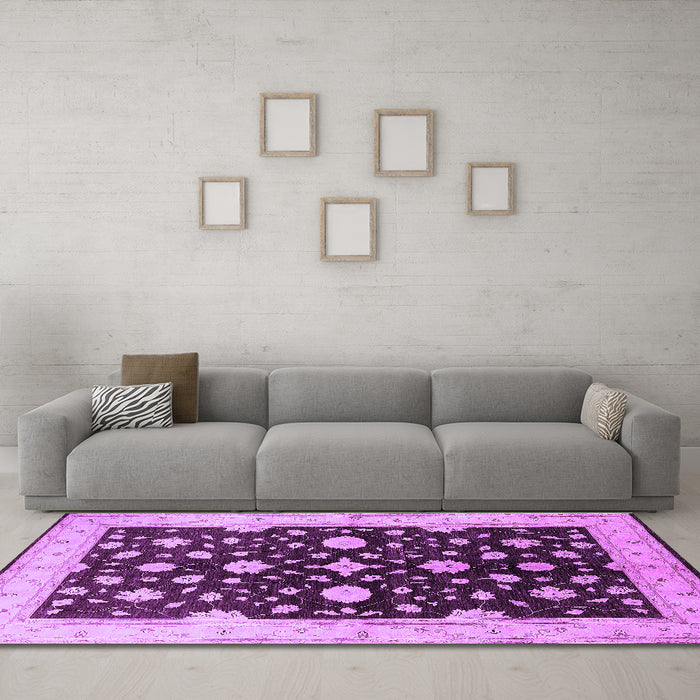 Machine Washable Oriental Purple Industrial Area Rugs in a Living Room, wshurb2975pur