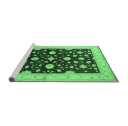 Sideview of Machine Washable Oriental Emerald Green Industrial Area Rugs, wshurb2975emgrn