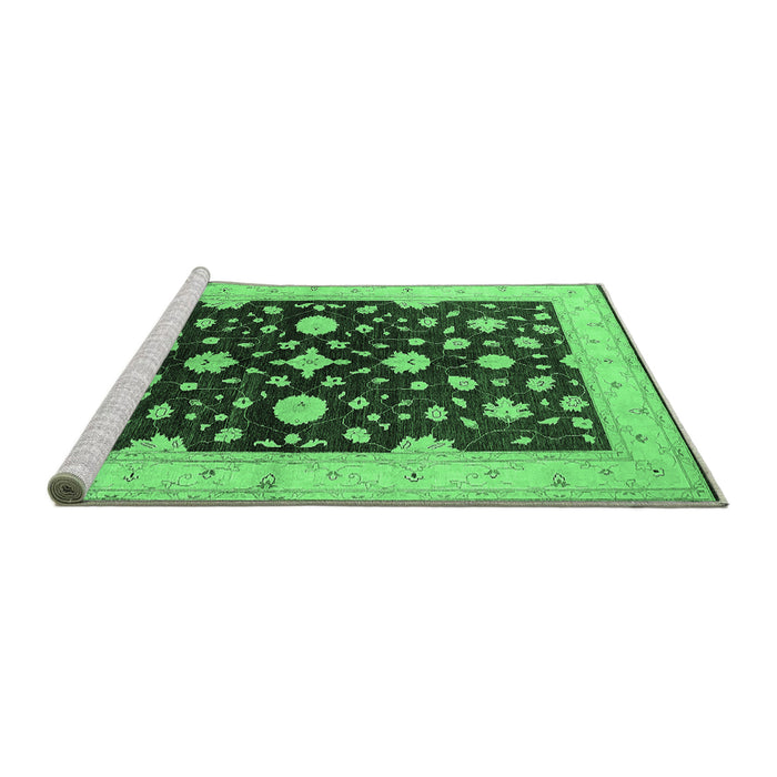 Sideview of Machine Washable Oriental Emerald Green Industrial Area Rugs, wshurb2975emgrn