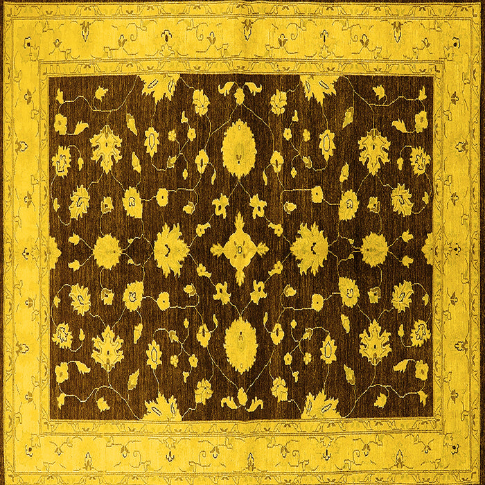 Square Machine Washable Oriental Yellow Industrial Rug, wshurb2975yw