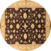 Round Machine Washable Oriental Brown Industrial Rug, wshurb2975brn