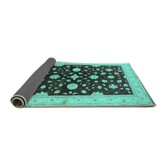 Sideview of Oriental Turquoise Industrial Rug, urb2975turq