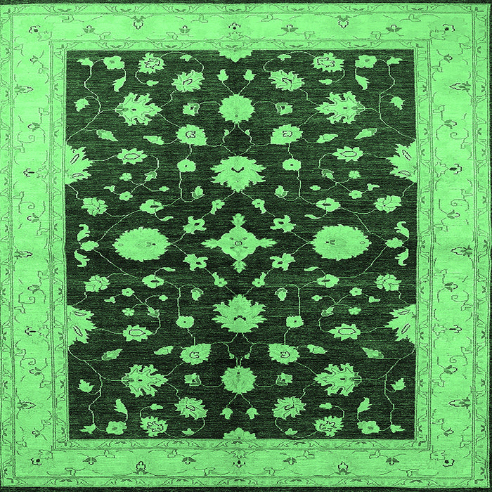 Square Machine Washable Oriental Emerald Green Industrial Area Rugs, wshurb2975emgrn