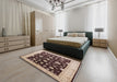 Mid-Century Modern Red Oriental Rug in a Bedroom, urb2975