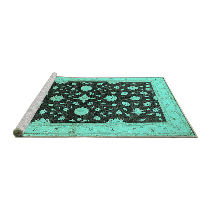 Sideview of Machine Washable Oriental Turquoise Industrial Area Rugs, wshurb2975turq