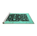 Sideview of Machine Washable Oriental Turquoise Industrial Area Rugs, wshurb2975turq