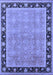 Machine Washable Oriental Blue Industrial Rug, wshurb2976blu