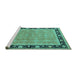 Sideview of Machine Washable Oriental Turquoise Industrial Area Rugs, wshurb2976turq