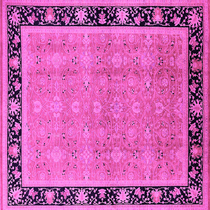Square Machine Washable Oriental Pink Industrial Rug, wshurb2976pnk
