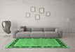 Machine Washable Oriental Emerald Green Industrial Area Rugs in a Living Room,, wshurb2976emgrn