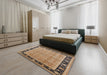 Mid-Century Modern Sienna Brown Oriental Rug in a Bedroom, urb2976