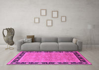 Machine Washable Oriental Pink Industrial Rug, wshurb2976pnk