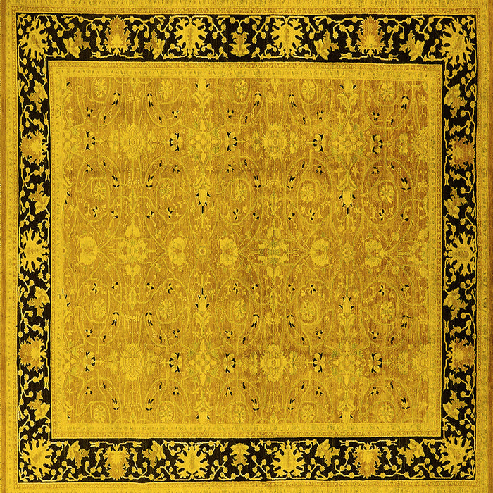 Square Machine Washable Oriental Yellow Industrial Rug, wshurb2976yw