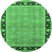 Round Oriental Emerald Green Industrial Rug, urb2976emgrn