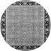 Round Machine Washable Oriental Gray Industrial Rug, wshurb2976gry