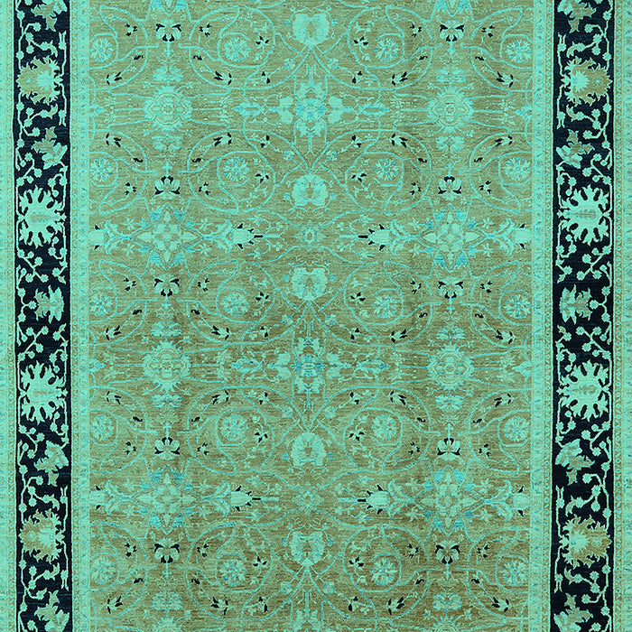 Machine Washable Oriental Turquoise Industrial Area Rugs, wshurb2976turq