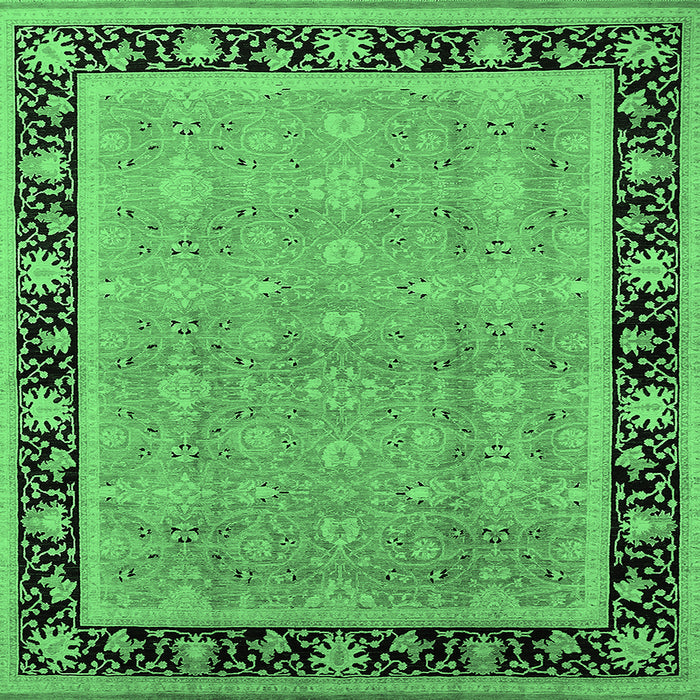Square Oriental Emerald Green Industrial Rug, urb2976emgrn