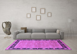 Machine Washable Oriental Purple Industrial Area Rugs in a Living Room, wshurb2976pur