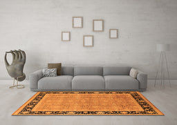 Machine Washable Oriental Orange Industrial Area Rugs in a Living Room, wshurb2976org