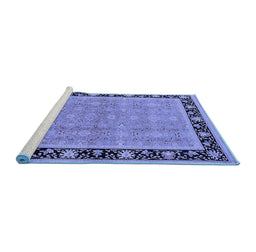 Sideview of Machine Washable Oriental Blue Industrial Rug, wshurb2976blu