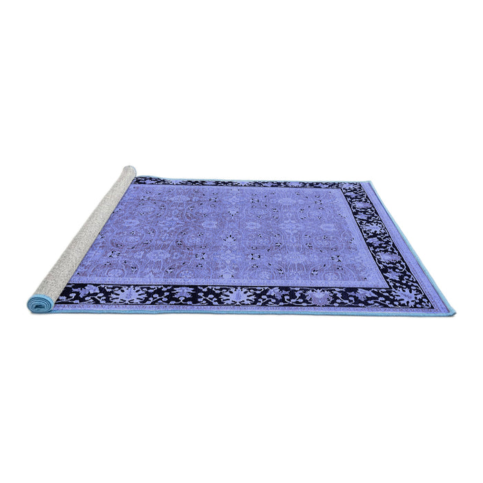 Sideview of Machine Washable Oriental Blue Industrial Rug, wshurb2976blu