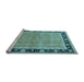 Sideview of Machine Washable Oriental Light Blue Industrial Rug, wshurb2976lblu