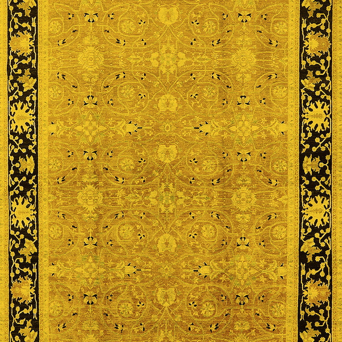 Machine Washable Oriental Yellow Industrial Rug, wshurb2976yw