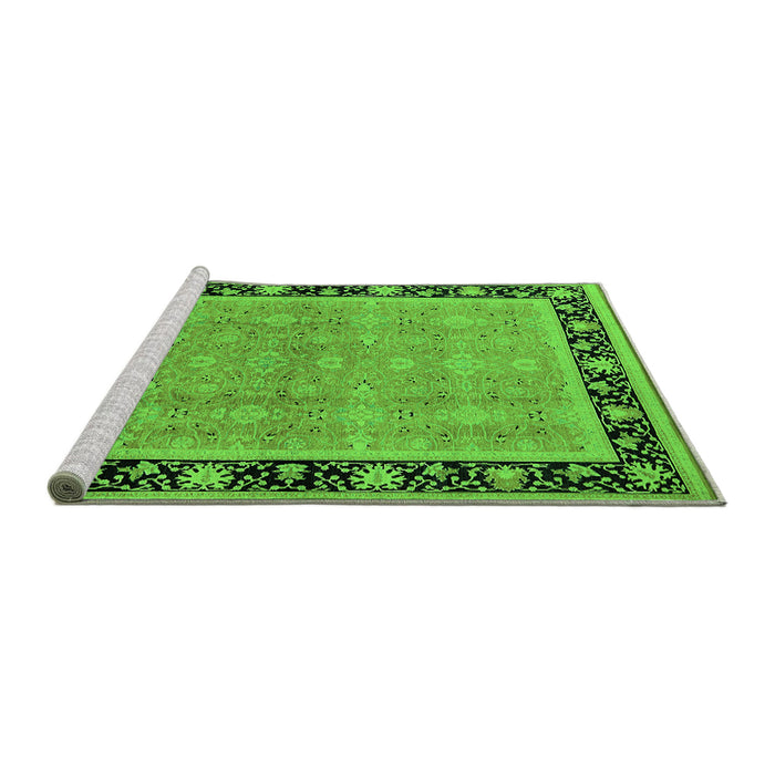 Sideview of Machine Washable Oriental Green Industrial Area Rugs, wshurb2976grn