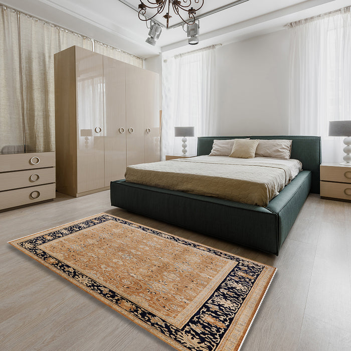 Machine Washable Industrial Modern Sienna Brown Rug in a Bedroom, wshurb2976