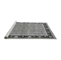 Sideview of Machine Washable Oriental Gray Industrial Rug, wshurb2976gry