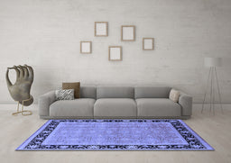 Machine Washable Oriental Blue Industrial Rug in a Living Room, wshurb2976blu