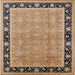 Square Mid-Century Modern Sienna Brown Oriental Rug, urb2976